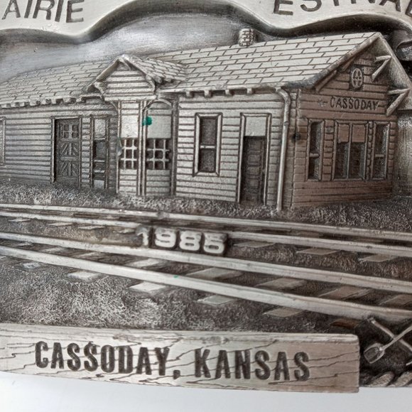 ATSF Train Depot Belt Buckle Cassoday KS 1985 Prairie Queen Festival Vintage - Picture 4 of 10